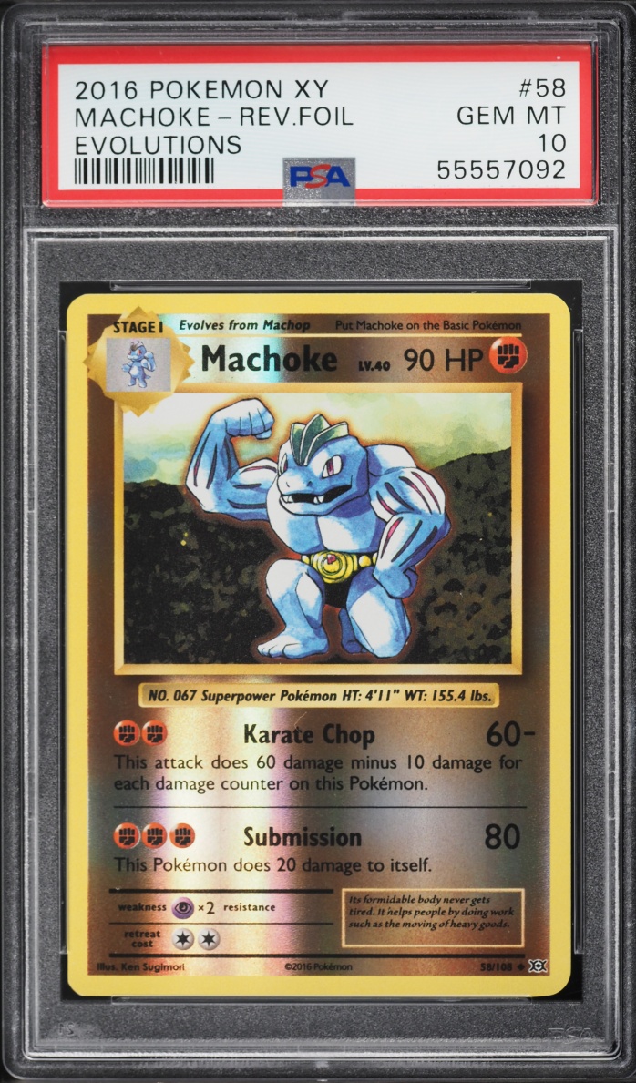 2016 Pokemon XY Evolutions Reverse Holo Machoke #58 PSA 10 GEM MINT