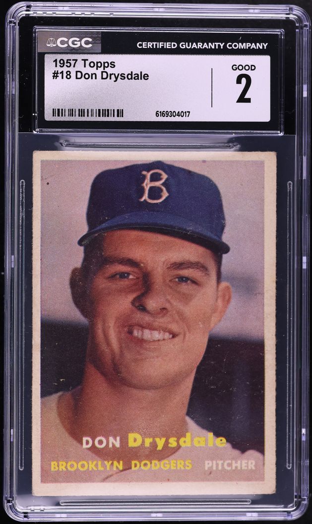 1957 Topps Don Drysdale ROOKIE #18 CGC 2 GD
