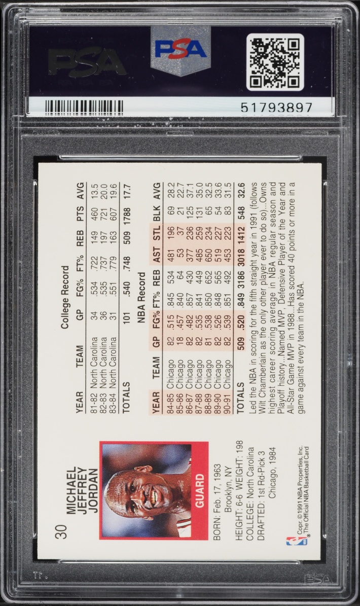 1991 Hoops Michael Jordan #30 PSA 8 NM-MT