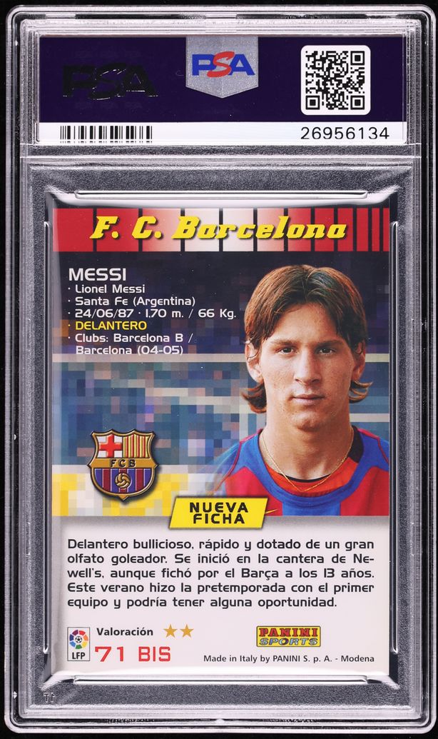リオネルメッシ　ルーキーカード 2004 Panini Mega Cracks 2004 Panini Mega Cracks Barca Lionel Messi Campeon #62 PSA 8