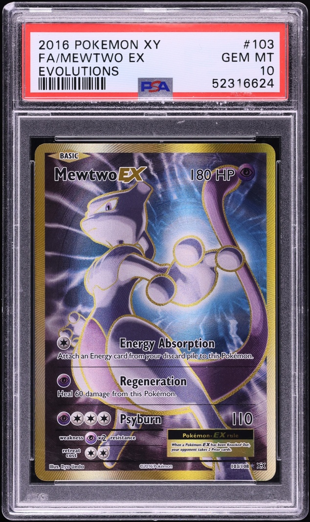 2016 Pokemon XY Evolutions Gold Rare Mewtwo EX #103 PSA 10 GEM MINT