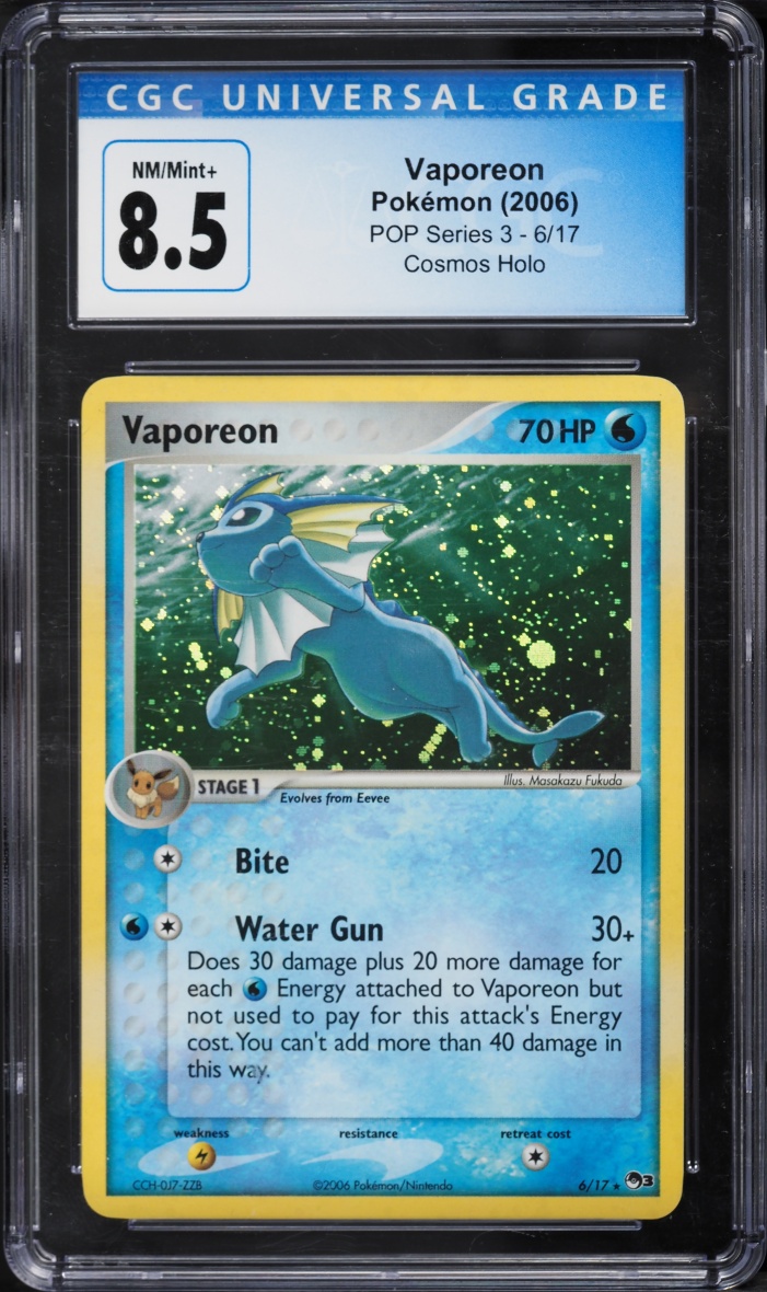 2006 Pokemon POP Series 3 Cosmos Holo Vaporeon #6 CGC 8.5 NM-MT+