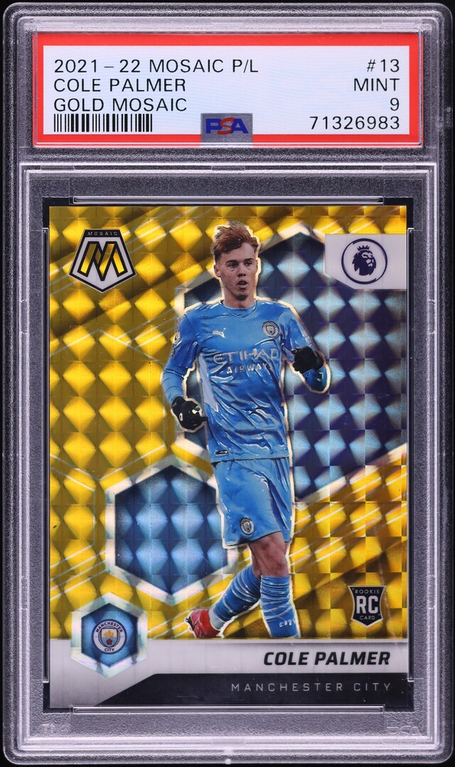 2021 Panini Mosaic Premier League Gold Cole Palmer ROOKIE /10 #13 PSA 9 MINT
