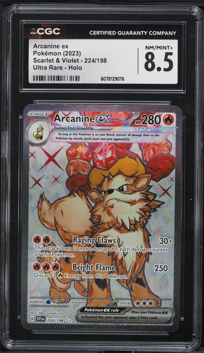 2023 Pokemon Scarlet & Violet Full Art Arcanine ex #224 CGC 8.5 NM-MT+