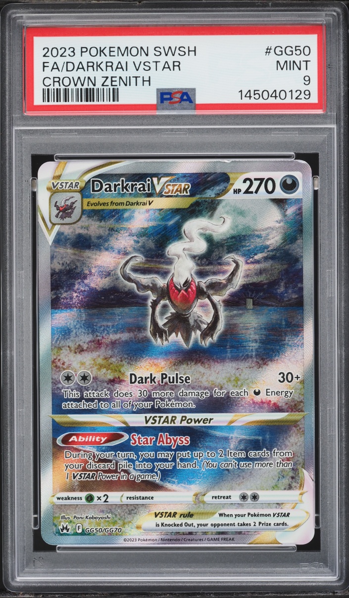 2023 Pokemon Sword & Shield Crown Zenith Full Art Darkrai VSTAR #GG50 PSA 9 MINT