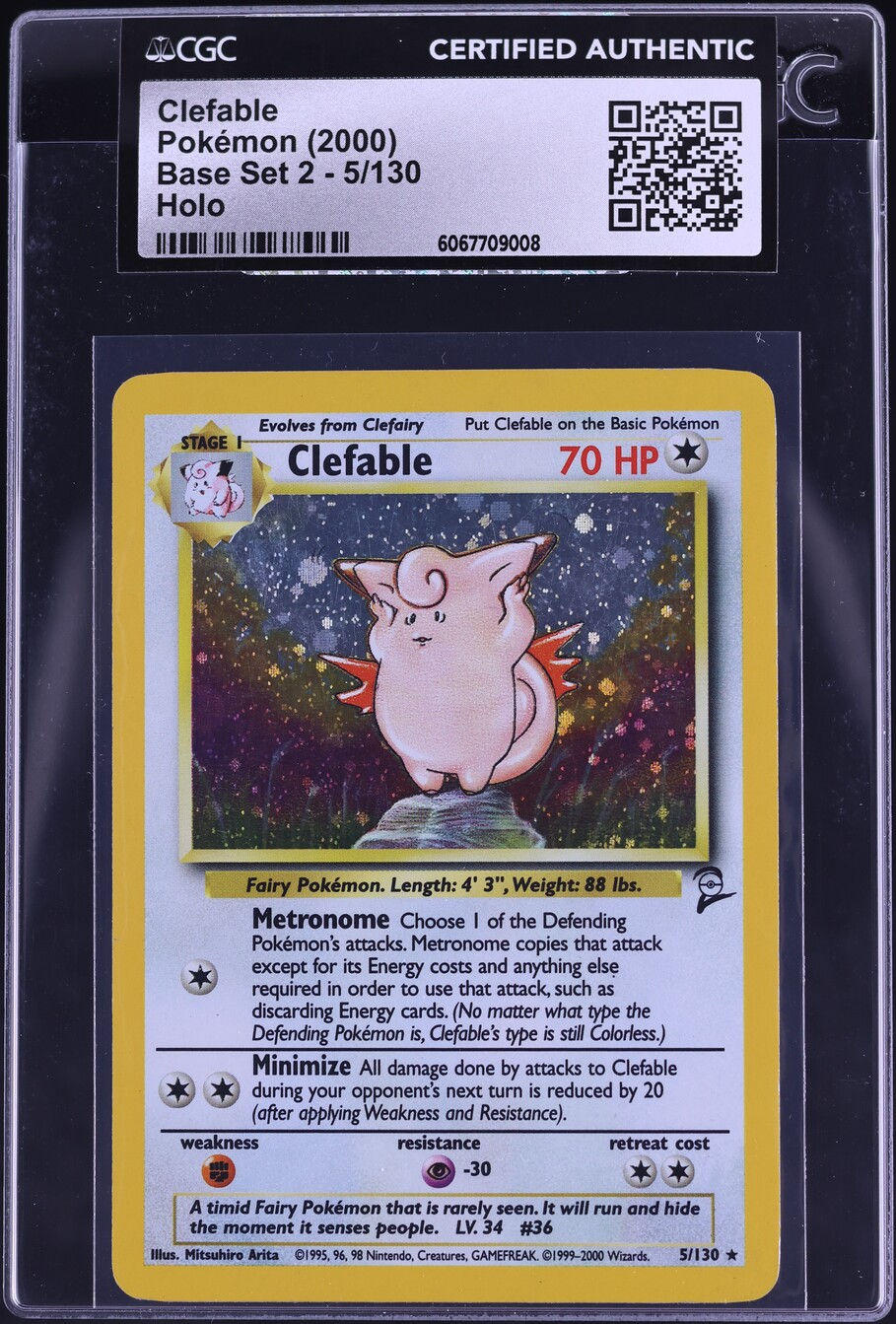 2000 Pokemon Base Set 2 Holo Clefable #5 CGC AUTH - Main Image