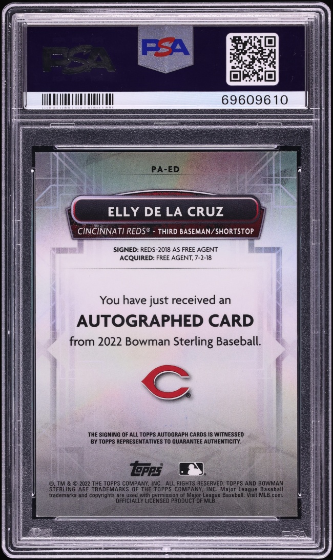 2022 Bowman Sterling Elly De La Cruz PROSPECT AUTO #PA-ED PSA 9 MINT