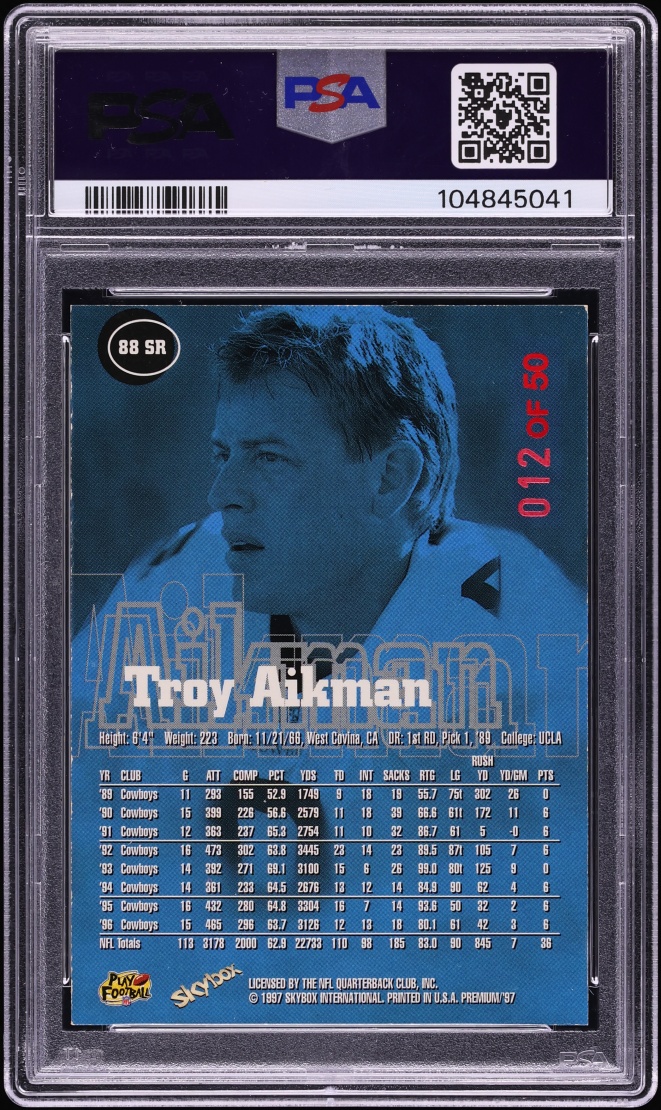 1997 Skybox Premium Rubies Troy Aikman /50 #88SR PSA 6 EXMT