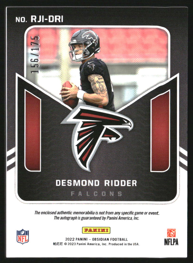 2022 Panini Obsidian Rookie Jersey Ink Desmond Ridder RC Auto /175 on ...