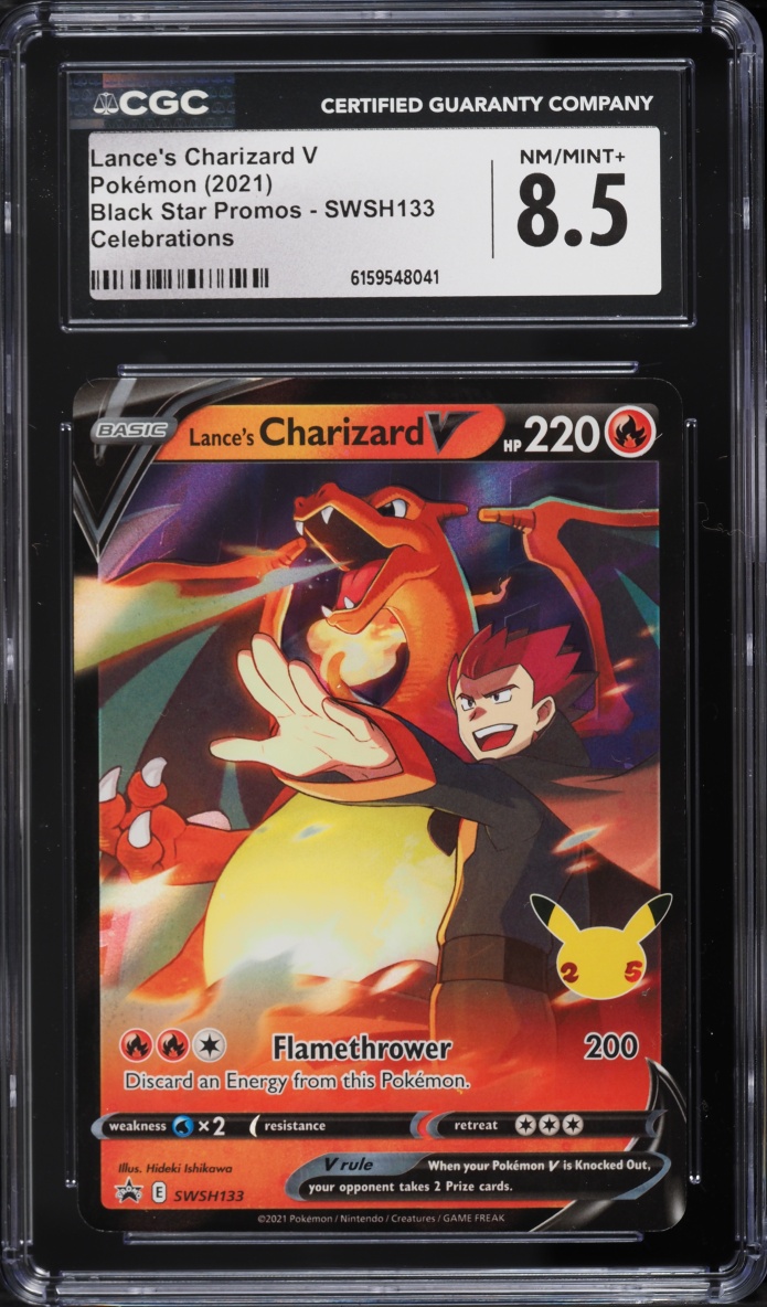 2021 Pokemon Sword & Shield Promo Celebrations Lance's Charizard V #SWSH133 CGC 8.5 NM-MT+