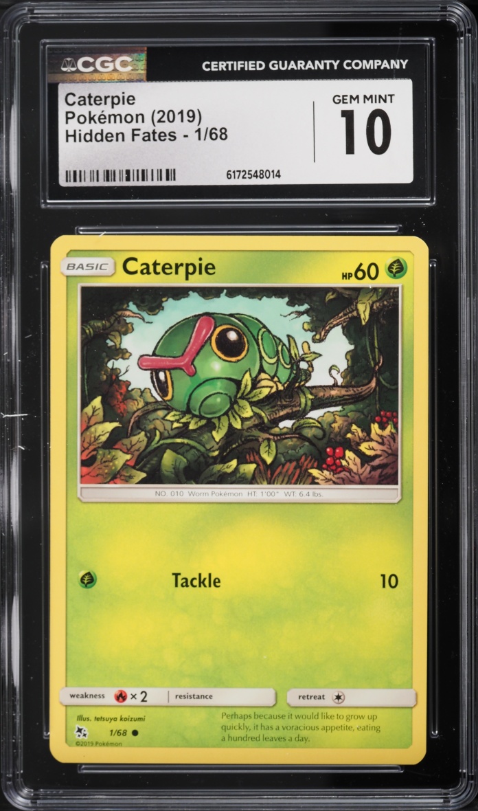 2019 Pokemon Sun & Moon Hidden Fates Caterpie #1 CGC 10 GEM MINT