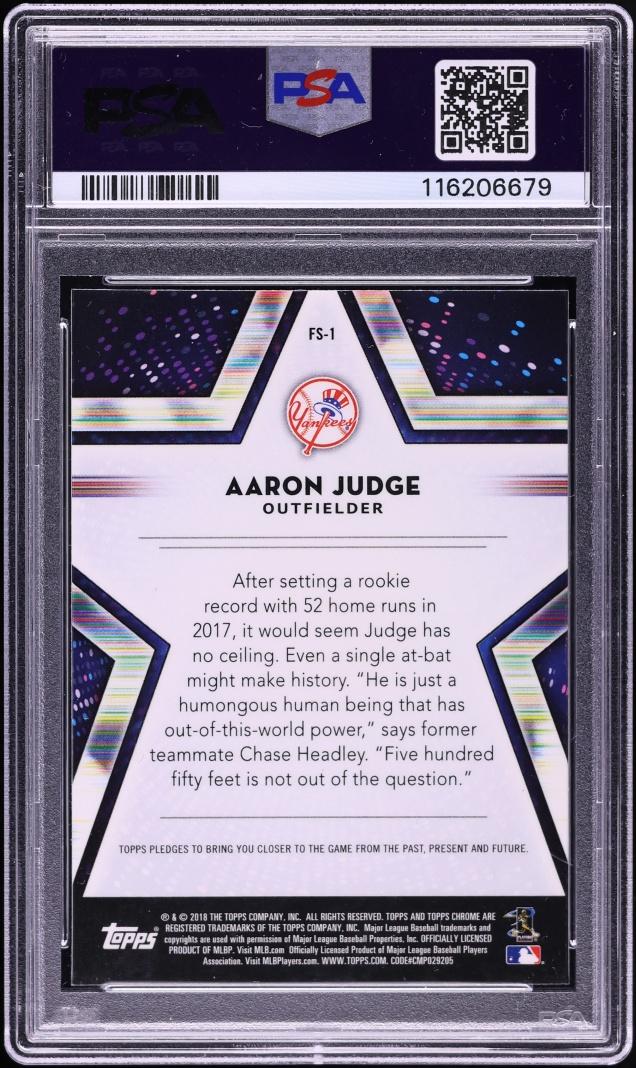 2018 Topps Chrome Future Stars Aaron Judge AUTO DNA 10 #FS-1 PSA 9 MINT