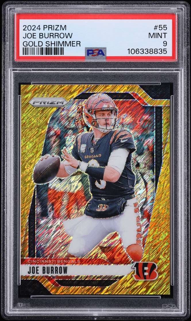 2024 Panini Prizm Gold Shimmer Joe Burrow /10 #55 PSA 9 MINT