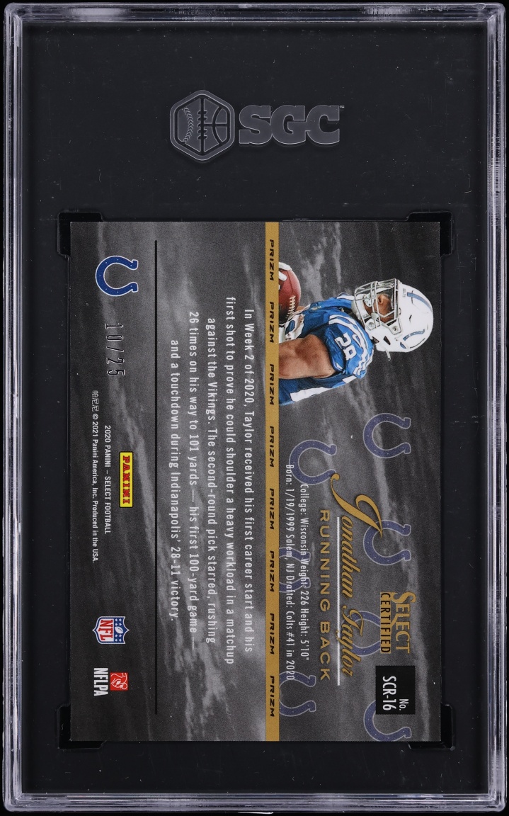 2020 Select Certified Tie-Dye Prizm Jonathan Taylor ROOKIE /25 #SCR-16 SGC 9.5 MINT+ - Photo 2