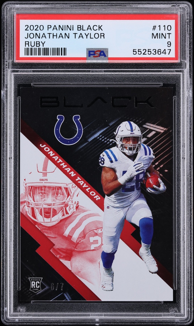 2020 Panini Black Ruby Jonathan Taylor ROOKIE /7 #110 PSA 9 MINT