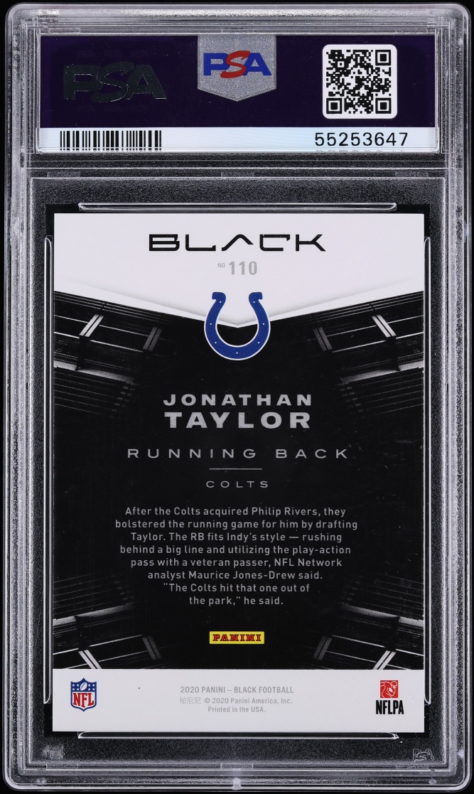 2020 Panini Black Ruby Jonathan Taylor ROOKIE /7 #110 PSA 9 MINT - Photo 2