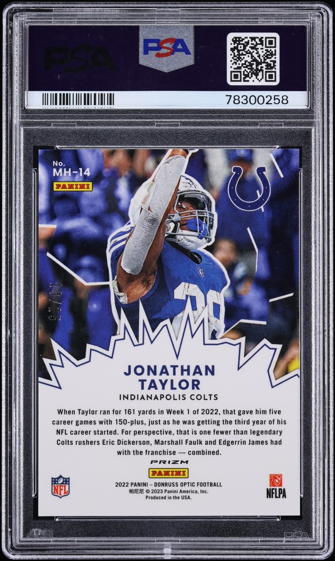 2022 Donruss Optic My House Purple Stars Prizm Jonathan Taylor /25 #MH-14 PSA 9 MINT - Photo 2