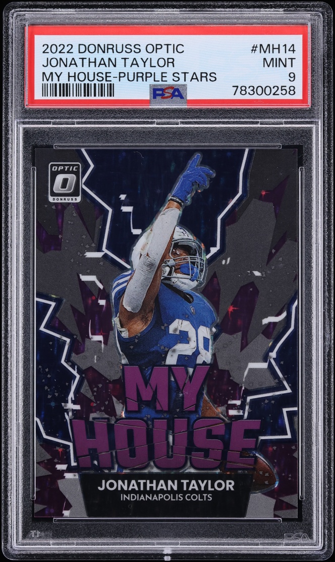 2022 Donruss Optic My House Purple Stars Prizm Jonathan Taylor /25 #MH-14 PSA 9 MINT