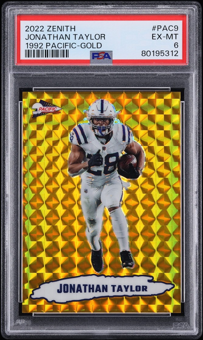 2022 Panini Zenith '92 Pacific Gold Prizm Jonathan Taylor /10 #PAC-9 PSA 6 EXMT