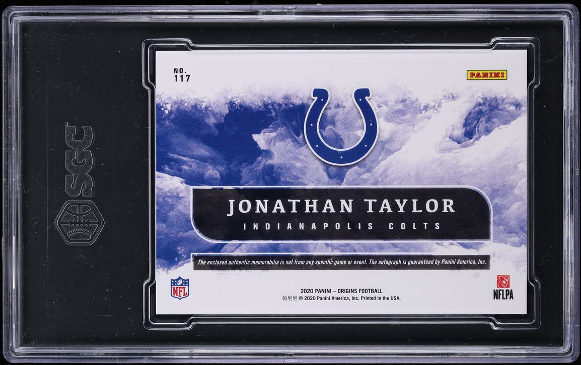 2020 Panini Origins Orange Jonathan Taylor ROOKIE PATCH AUTO /75 #117 SGC 9.5 MINT+ - Photo 2