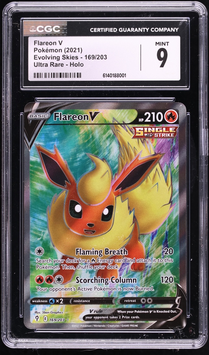 2021 Pokemon Sword & Shield Evolving Skies Full Art Flareon V #169 CGC 9 MINT