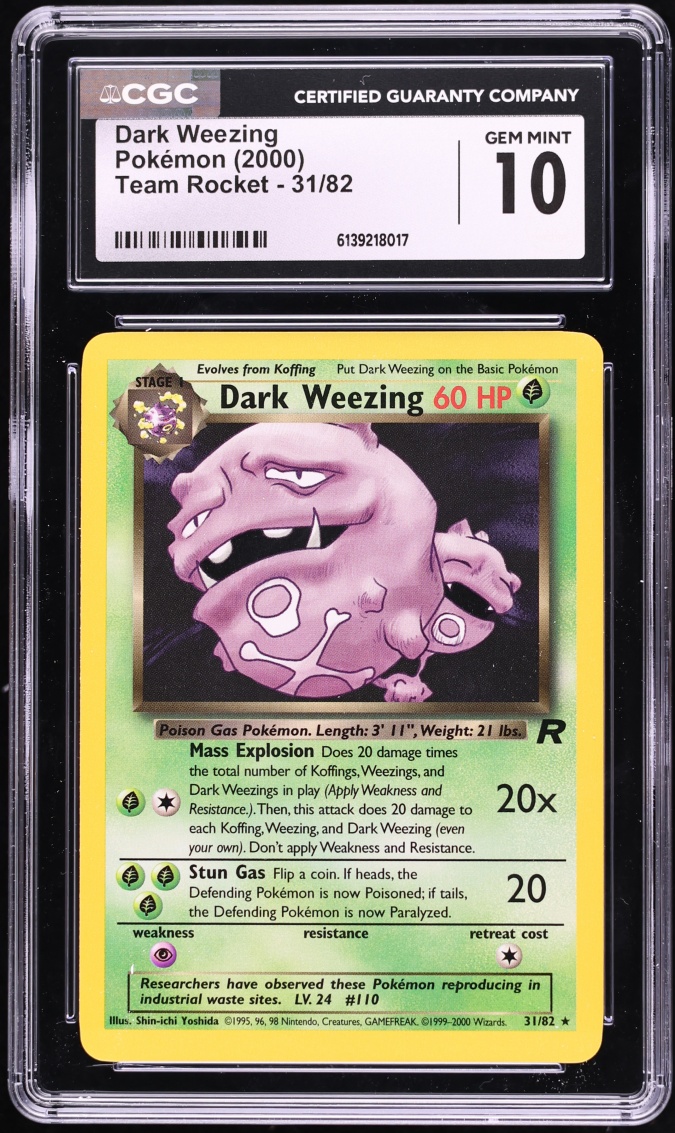 2000 Pokemon Team Rocket Dark Weezing #31 CGC 10 GEM MINT