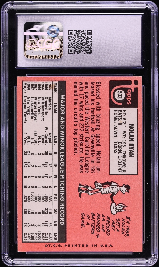 1969 Topps Nolan Ryan #533 CGC 7 NRMT