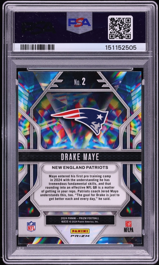 2024 Panini Prizm Prizmatic Green Drake Maye ROOKIE #2 PSA 10 GEM MINT