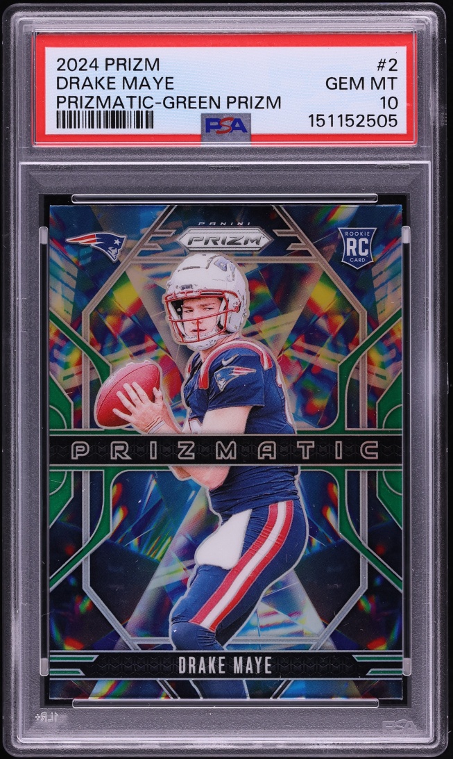 2024 Panini Prizm Prizmatic Green Drake Maye ROOKIE #2 PSA 10 GEM MINT