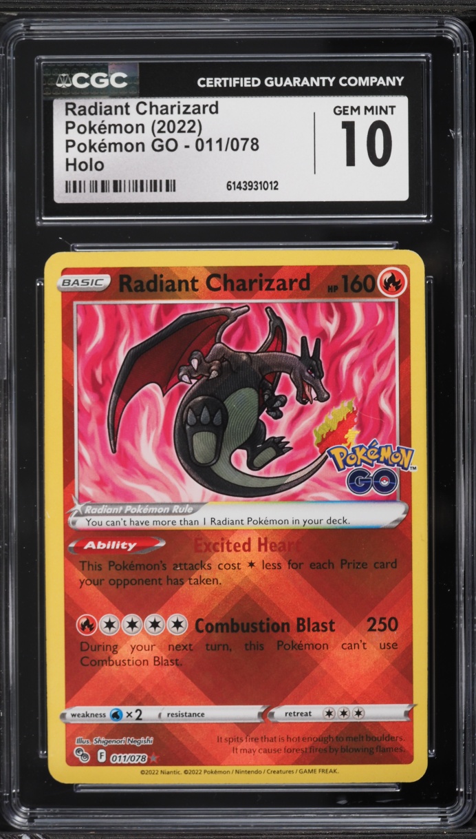 2022 Pokemon Sword & Shield Pokemon GO Holo Radiant Charizard #11 CGC 10 GEM MINT