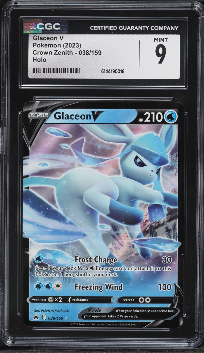 2023 Pokemon Sword & Shield Crown Zenith Glaceon V #38 CGC 9 MINT