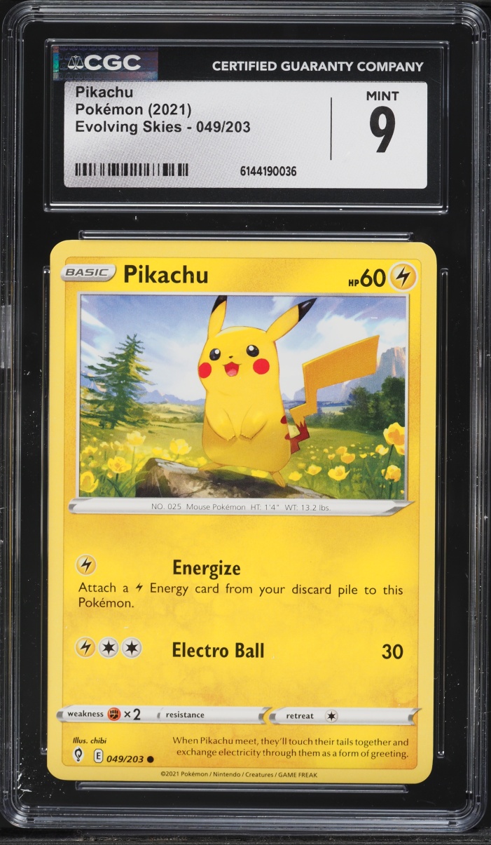 2021 Pokemon Sword & Shield Evolving Skies Pikachu #49 CGC 9 MINT