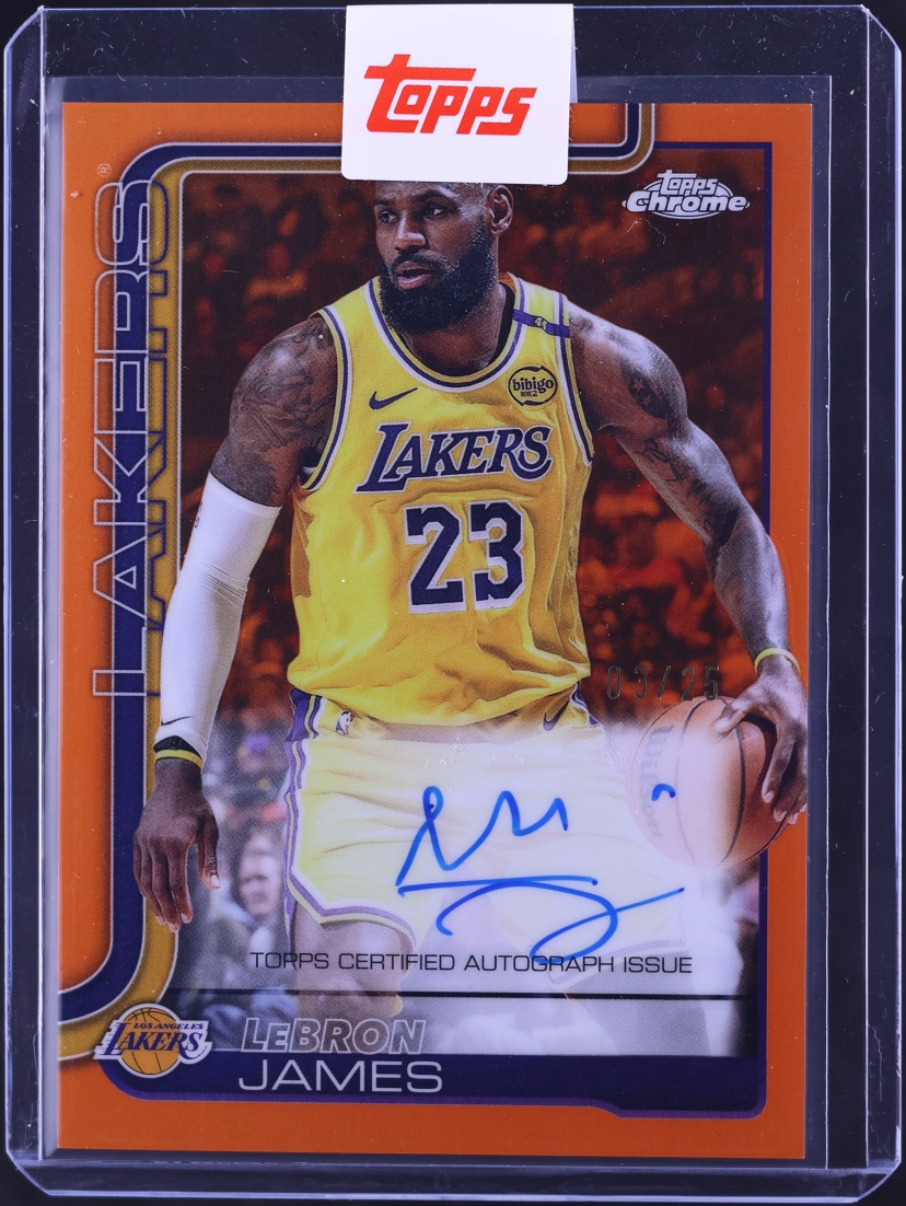 2025 Topps Chrome Orange Refractor LeBron James AUTO /25 #TCA-LBJ