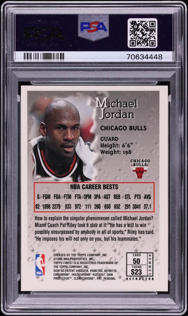1996 Finest Sterling Bronze Refractor Michael Jordan #50 PSA 9 MINT
