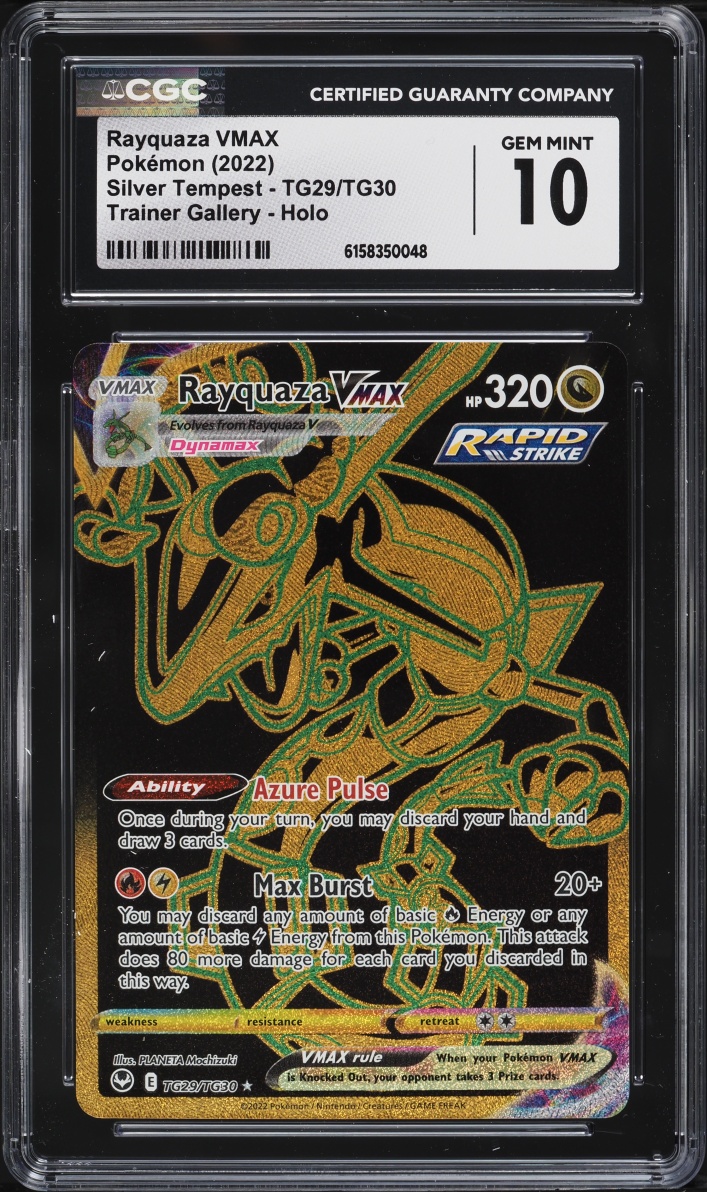 2022 Pokemon Sword & Shield Silver Tempest Full Art Rayquaza VMAX #TG29 CGC 10 GEM MINT