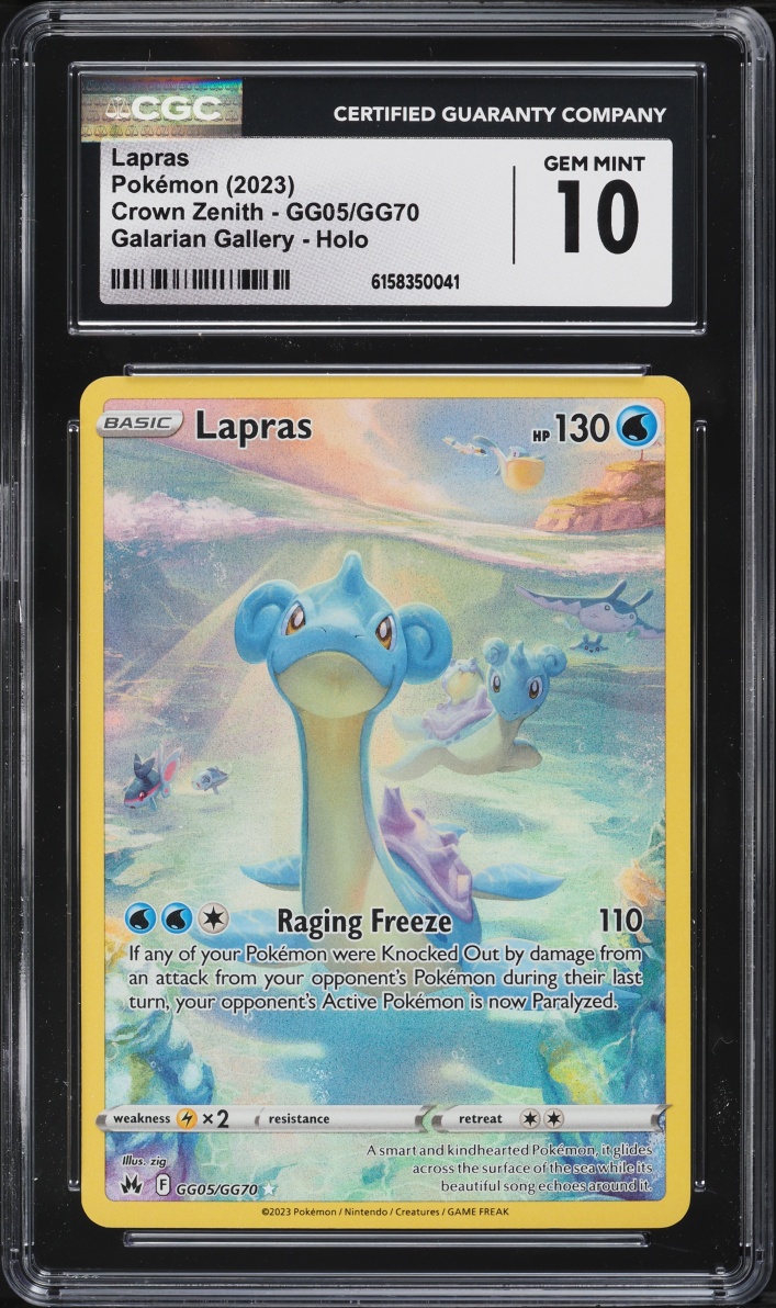 2023 Pokemon Sword & Shield Crown Zenith Galarian Full Art Lapras #GG05 CGC 10 GEM MINT