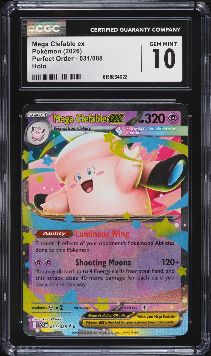 2026 Pokemon Mega Evolution Perfect Order Holo Mega Clefable Ex #031 CGC 10 GEM MINT