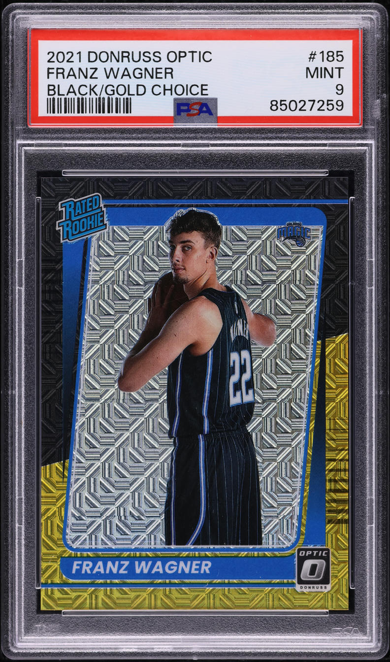 2021 Donruss Optic Black Gold Choice Franz Wagner ROOKIE /8 #185 PSA 9 MINT - Photo 1