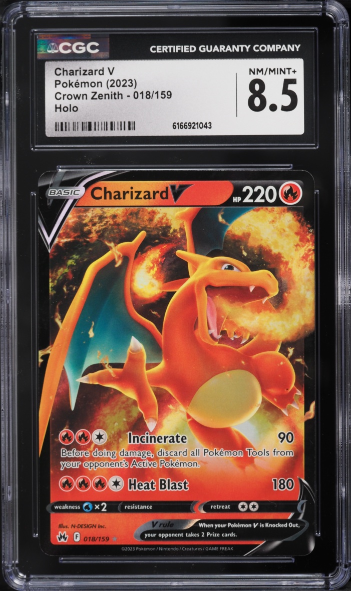 2023 Pokemon Sword & Shield Crown Zenith Charizard V #18 CGC 8.5 NM-MT+
