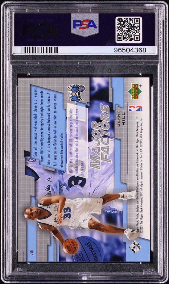 2003 Upper Deck Finite Platinum Grant Hill 1/1 #270 PSA 9 MINT - Photo 2