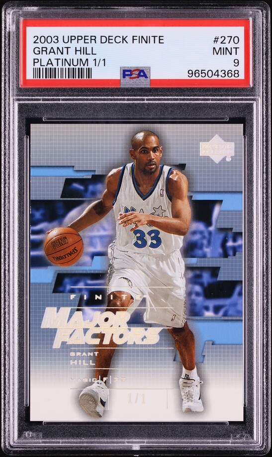 2003 Upper Deck Finite Platinum Grant Hill 1/1 #270 PSA 9 MINT - Photo 1
