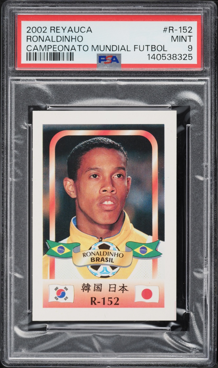 2002 Reyauca Campeonato Mundial Futbol Ronaldinho #R-152 PSA 9 MINT