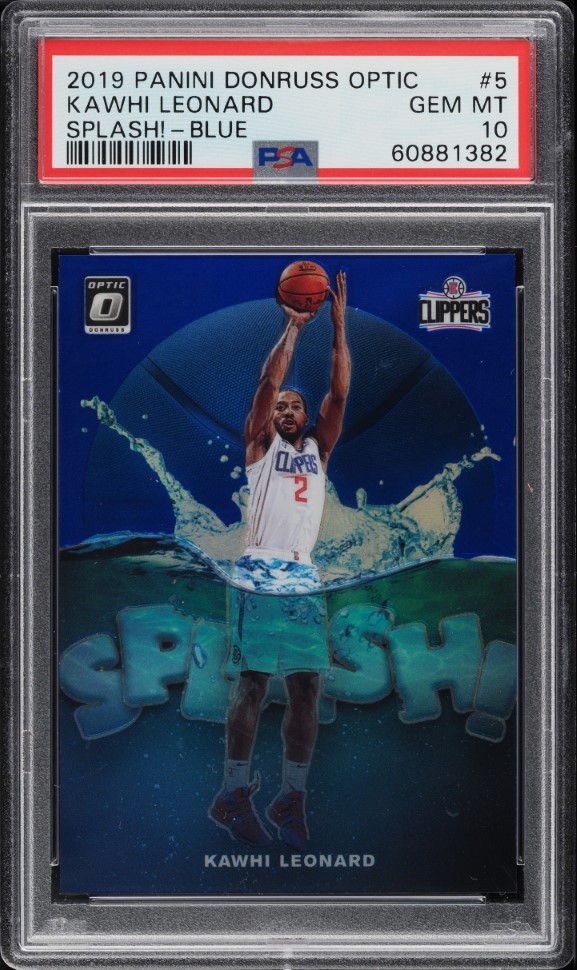 2019 Hoops Premium Stock Gold Flash Kawhi Leonard /10 #177 PSA 8