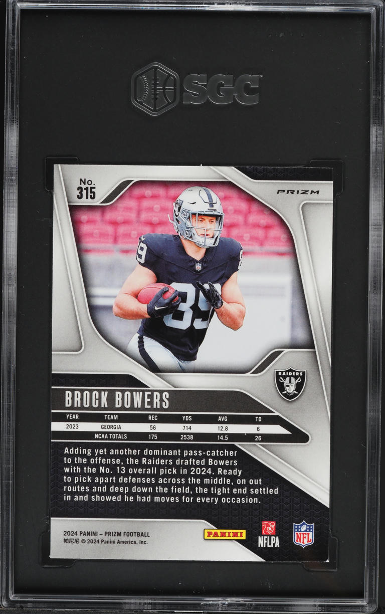 2024 Panini Prizm Red White Blue Brock Bowers ROOKIE #315 SGC 9 MINT