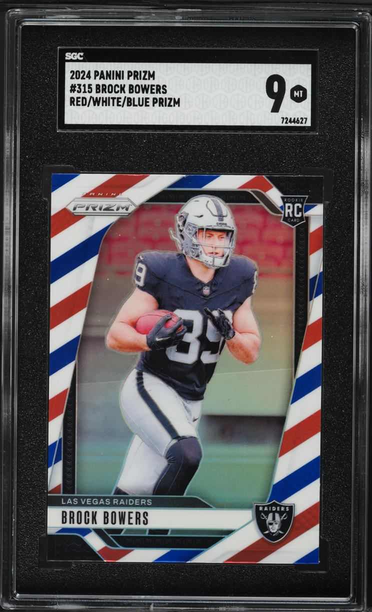 2024 Panini Prizm Red White Blue Brock Bowers ROOKIE #315 SGC 9 MINT