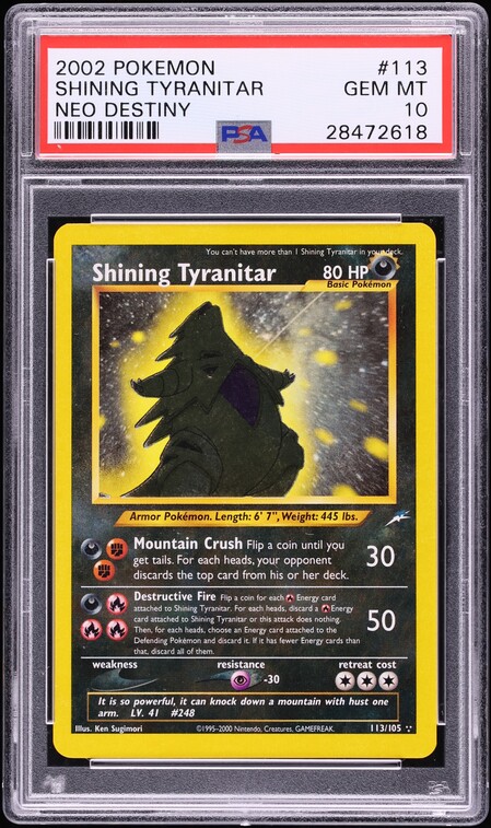 2002 Pokemon Neo Destiny Shining Tyranitar #113 PSA 10 GEM MINT