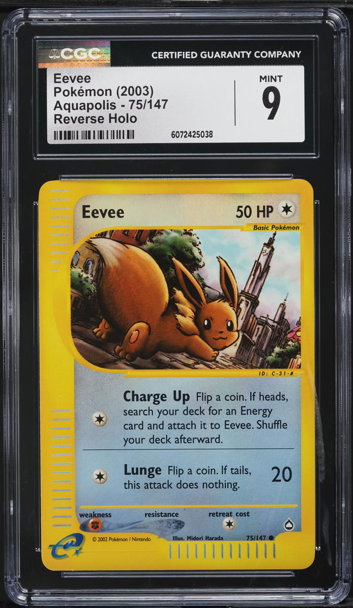 2003 Pokemon Aquapolis Reverse Holo Eevee #75 CGC 9 MINT
