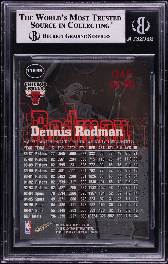 1997 Skybox Premium Star Rubies Dennis Rodman /50 #119 BGS 8.5 NM-MT+