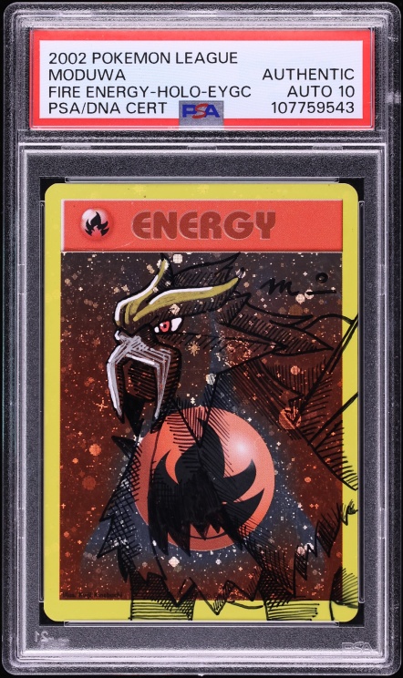 2002 Pokemon League Energize Your Game Holo Fire Energy Moduwa AUTO DNA 10 PSA AUTH