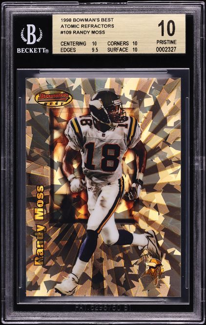 1998 Bowman's Best Atomic Refractor Randy Moss ROOKIE /100 #109 BGS 10 PRISTINE